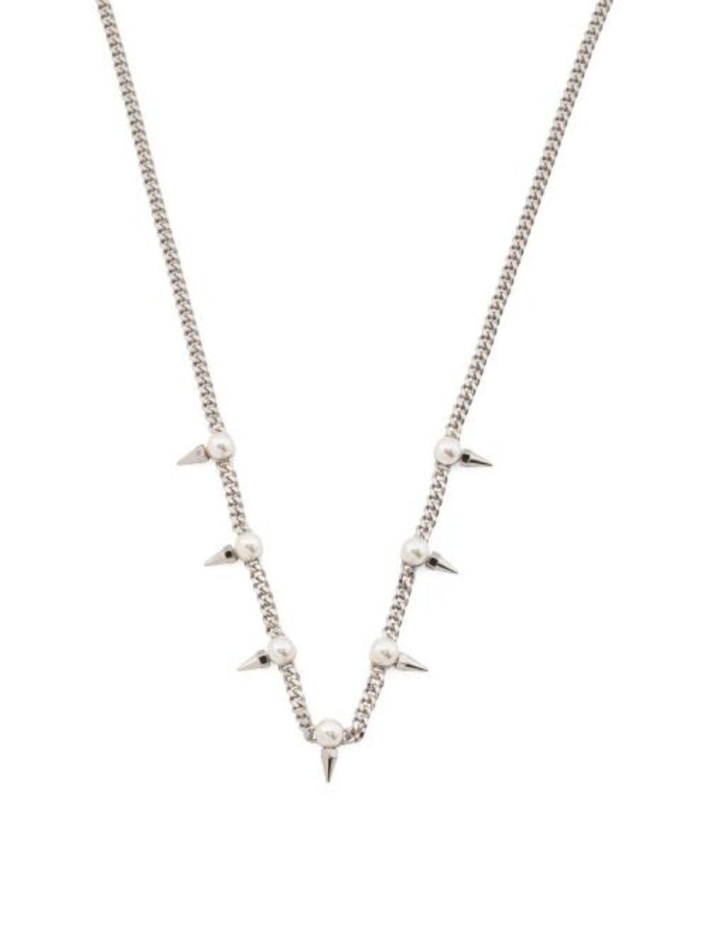 ALL SAINTS Silver Pearl Spike Necklace
